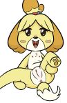  accessory alpha_channel animal_crossing anthro anus bell bush_(disambiguation) canid canine canis chest_tuft clitoris domestic_dog female flat_chested fur genitals hair_accessory happy_harvey hi_res isabelle_(animal_crossing) looking_at_viewer mammal nintendo nipples open_mouth pawpads presenting presenting_anus presenting_pussy pussy simple_background solo spread_legs spreading transparent_background tuft video_games yellow_body yellow_fur 