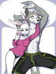  absurd_res anthro beastars blush bottomwear canid canine canis clothed clothing duo female haru_(beastars) hi_res lagomorph legoshi_(beastars) leporid lying male mammal off_shoulder on_back panties phone rabbit shirt shorts topless topwear tsampikos underwear wolf 