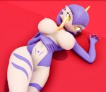  3d_(artwork) anthro big_breasts big_butt blue_body breasts butt digital_media_(artwork) fan_character female gardevoir hi_res horn humanoid inside lying mmd multicolored_body nintendo nipples not_furry nude pinup pok&eacute;mon pok&eacute;mon_(species) pose smile solo tattoo two_tone_body video_games white_body wide_hips yellow_eyes 