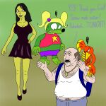  1:1 adult_swim angry anthro aqua_teen_hunger_force avian backpack bald banjo-kazooie beak big_breasts bird black_clothing black_dress black_hair body_hair bottomwear breasts breegull brown_eyes carl_brutananadilewski cartoon_network chest_hair clothed clothing crossover digital_drawing_(artwork) digital_media_(artwork) dress duo english_text facial_hair fangs feathers female female/female feral fur gold_(metal) gold_jewelry gold_necklace green_body green_eyes green_skin group gruntilda_winkybunion hair hairy_arms hand_on_hip head_on_hand hi_res high_heels honey_bear_(disambiguation) human humanoid humor jewelry kama_and_hallie kazooie lipstick magic_user makeup male male/female mammal monster monstrous_humanoid mustache necklace open_mouth pants pigtails purple_bottomwear purple_clothing purple_pants rareware red_body red_eyes red_feathers shirt simple_background star_shirt sweatpants t-shirt tank_top text tooty topwear undershirt ursid video_games witch 