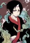  1boy black_hair crossed_arms eyeshadow hoozuki_(hoozuki_no_reitetsu) hoozuki_no_reitetsu horns japanese_clothes kirita_(noraring) looking_at_viewer makeup male_focus oni_horns short_hair 