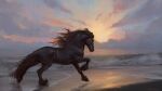  2022 ambiguous_gender ariesredlo beach day detailed_background digital_media_(artwork) equid equine feral hooves horse mammal outside sand seaside shoreline sky solo water 