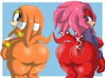  anthro archie_comics big_butt bottomless breasts butt clothed clothing duo echidna female huge_butt lien-da lipstick makeup mammal monotreme nipples raccoonshinobi sega side_boob sonic_adventure sonic_the_hedgehog_(archie) sonic_the_hedgehog_(comics) sonic_the_hedgehog_(series) thick_thighs tikal_the_echidna wide_hips 