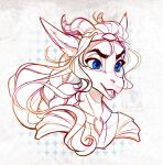  2022 anthro blue_eyes clothed clothing digital_media_(artwork) dragon eyebrows eyelashes female hair horn open_mouth pacevanrign smile solo tongue 