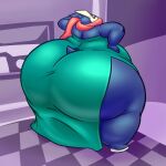  anthro big_butt butt clothing dress female greninja hi_res huge_butt lexodynaro looking_back nintendo overweight overweight_female pok&eacute;mon pok&eacute;mon_(species) pose solo tagme thick_thighs video_games wide_hips 