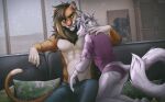  2022 5_fingers anthro clothed clothing detailed_background digital_media_(artwork) felid feline fingers male mammal p-v-s pantherine seanwaald shirtless smile tiger 