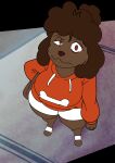  absurd_res anthro brown_body brown_fur brown_hair canid canine canis clothed clothing domestic_dog female fur hair hi_res hoodie mammal maybeline_(toonarscontent) poodle red_eyes sidewalk solo tagme toonarscontent topwear toy_dog toy_poodle 