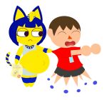  animal_crossing ankha_(animal_crossing) anthro bob_cut child_support distressed duo female human male male/female mammal nintendo pivete-o-grande pregnant pregnant_female running_away uraeus video_games villager_(animal_crossing) 