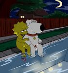  anthro balls barefoot brian_griffin canid canine canis crossover domestic_dog duo family_guy feet female genitals human lisa_simpson male male/female mammal moon nude the_simpsons water 