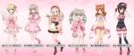  6+girls anchovy_(girls_und_panzer) ankle_ribbon bag bangs bare_legs bare_shoulders belt black_hair black_headwear black_legwear black_vest blonde_hair blue_eyes blunt_bangs blush boots bow bowtie braid brown_eyes brown_footwear capelet cellphone chair character_name cherry_blossoms collarbone cropped_shirt cup darjeeling_(girls_und_panzer) detached_collar double_bun dress drill_hair drinking_straw expressionless eyebrows_visible_through_hair facial_mark floral_print flower folding_fan food frilled_dress frilled_shirt frills full_body fur_trim garter_straps girls_und_panzer girls_und_panzer_senshadou_daisakusen! gloves gradient gradient_background gradient_clothes gradient_legwear green_hair green_ribbon hair_between_eyes hair_bow hair_flower hair_ornament hand_fan hand_on_hip hand_on_own_chest hat highres holding holding_bag holding_cup holding_fan holding_phone holding_plate holding_tray itsumi_erika japanese_clothes kawashima_momo kimono kinchaku lace-trimmed_fan layered_skirt legs long_hair long_sleeves looking_at_viewer marie_(girls_und_panzer) medium_hair midriff monocle multicolored_clothes multiple_girls navel neck_ribbon necktie official_art orange_eyes orange_hair orange_shirt parted_lips phone pink_background pink_bow pink_capelet pink_dress pink_footwear pink_legwear pink_necktie pink_ribbon pink_shirt pink_shorts pink_skirt pink_theme pink_vest plaid plaid_skirt plate pleated_skirt pouch red_eyes ribbon ringlets shirt shoes short_dress short_hair short_kimono short_necktie short_shorts shorts silver_hair sitting skirt skirt_hold smartphone standing swept_bangs takebe_saori tassel thigh_ribbon thigh_strap thighhighs thighs tray twin_drills updo v vest wavy_hair white_footwear white_gloves wide_sleeves zettai_ryouiki 
