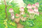  bow bowtie leaf mouse mushroom no_humans original pink_bow pink_bowtie red_bow st.kuma water_drop 