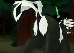  anus balls cuddledrivenpony equid equine feral forest genitals hasbro hi_res horse male mammal mephitid my_little_pony plant pony puffy_anus skunk solo surprise tree 