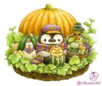  basket bird chick chicken food fruit halloween jack-o&#039;-lantern no_humans original penguin pumpkin signature st.kuma twitter_username watermelon 