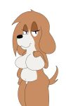  anthro basset_hound blue_eyes breasts brown_body brown_fur butt canid canine canis catscratch08th digital_drawing_(artwork) digital_media_(artwork) domestic_dog fan_character female floppy_ears fur hi_res humanoid hunting_dog mammal organs scent_hound simple_background solo solo_focus stomach white_background 