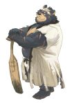  2022 absurd_res anthro belly big_belly black_nose clothed clothing hi_res humanoid_hands huynhduyad14 kemono male mammal overweight overweight_male scar simple_background solo underwear ursid 