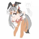  1girl 2boys animal_ears breasts fox_ears fox_girl fox_tail gloves huge_breasts island_fox_(kemono_friends) kemono_friends kemono_friends_v_project long_hair multicolored_hair multiple_boys necktie ribbon shirt silver_hair skirt tail twintails virtual_youtuber yoshida_hideyuki 