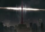  absurdres backlighting building city_lights copyright_request fixro2n highres no_humans official_art ruins scenery skyscraper tokyo_tower 