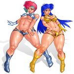  80s blush breasts cleavage cleavage_cutout dirty_pair kei_(dirty_pair) midriff oldschool pubic_hair smile uncensored underboob yuri_(dirty_pair) zen_and_retro 