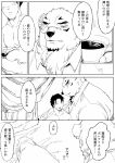  anthro beverage borealis_(live-a-hero) coffee coffee_cup comic container cup duo hinokumo_f human japanese_text lifewonders live-a-hero male male/male male_operator mammal muscular muscular_human muscular_male polar_bear protagonist_(live-a-hero) size text ursid ursine video_games 