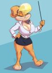  anthro big_breasts blonde_hair blouse bottomwear breasts clevage clothing curvy_figure eyebrow_through_hair eyebrows eyelashes female hair hand_on_hip hi_res hourglass_figure joelasko lagomorph leporid lola_bunny looking_at_viewer looney_tunes mammal miniskirt pointer rabbit shirt skirt smile solo tagme teacher teacher_clothing thick_thighs tight_clothing topwear translucent translucent_hair voluptuous voluptuous_female warner_brothers wide_hips 
