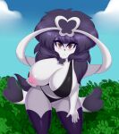  absurd_res anthro big_breasts bikini black_hair breasts clothing eeveelution female fur fusion hair hi_res humanoid indeedee nintendo nipples one_breast_out pok&eacute;mon pok&eacute;mon_(species) pok&eacute;mon_fusion sblueicecream seductive solo superabsurd_res swimwear sylveon video_games white_body white_fur 