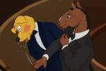  anthro bodily_fluids bojack_horseman bojack_horseman_(character) bruised canid canine canis domestic_dog drooling duo equid equine hitting horse laser_(artist) male male/male mammal mr._peanutbutter netflix saliva slap stern_look tagme will_smith_slapping_chris_rock 