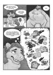  absurd_res anthro chubby_male comic comic_panel corruptedcatte cougar dark_body dark_skin duo eating eating_food felid feline hi_res lion male male/male mammal overweight overweight_male pantherine slightly_chubby speech_bubble thought_bubble weight_gain 