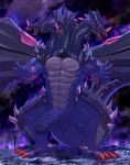  3_heads anthro bakugan claws erection genitals hydra hydranoid_(species) male membrane_(anatomy) membranous_wings multi_head nude penis purple_background purple_body red_eyes scalie sega simple_background solo unknown_artist wings 