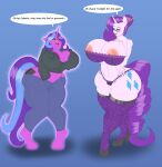  absurd_res anthro anthrofied big_breasts bra breasts clothing duo equid equine female friendship_is_magic hair hi_res horn mammal masturbation my_little_pony panties purple_hair rarity_(mlp) silentpassion simple_background thick_thighs underwear unicorn 