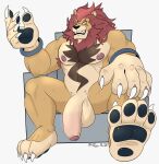  4_toes absurd_res anthro balls big_penis feet felid foreskin genitals hi_res kirby_and_the_forgotten_land leongar lion male mammal muscular pantherine pawpads paws pecs penis solo spurr toes 