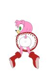  amy_rose anthro bent_over boots clothing conjoined_eyes dress female footwear green_eyes looking_back panties panty_shot rear_view sega simple_background solo sonic_the_hedgehog_(series) underwear zaneoct 