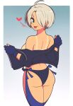  angel_(kof) ass breasts cleavage gloves highres jacket jeff_miga solo the_king_of_fighters tongue white_hair 