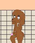  anthro bathroom brown_body brown_fur canid canine catscratch08th collar digital_drawing_(artwork) digital_media_(artwork) fur genitals hi_res looking_at_genitalia male mammal no_shading penis reptile rusty_(catscratch08th) scalie shower showering soap solo solo_focus sponge turtle vein veiny_penis wet wet_body wet_fur wet_tail 