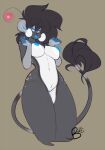  anthro bioluminescence black_hair blue_eyes blue_nipples breasts buxbi felid female fur genitals glowing glowing_eyes glowing_genitalia glowing_nipples glowing_pussy hair lintu_(character) lion mammal markings nipples nude pantherine pussy signature simple_background solo standing tail_tuft tongue tongue_out tuft 