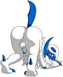  absol alpha_channel anthro anthrofied anus ass_up backsack balls barely_visible_anus big_butt black_nose blue_body blue_claws blue_glans blue_skin blue_tail butt claws fur genitals glans hi_res looking_at_viewer looking_back looking_back_at_viewer male nintendo open_mouth penis pok&eacute;mon pok&eacute;mon_(species) pok&eacute;morph presenting presenting_hindquarters pupils red_eyes shinamon-haato simple_background small_nose solo transparent_background video_games white_body white_fur white_penis white_pupils 