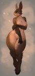  anthro areola breasts female full-length_portrait genitals hooves looking_at_viewer mellonbun nipples portrait pussy simple_background solo unknown_species 