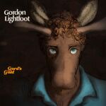  1:1 album_art album_cover alternate_species anthro auburn_hair brown_body brown_fur capreoline cervid clothed clothing cover curled_hair denim digital_media_(artwork) edit english_text filter fur furrification gordon_lightfoot green_eyes hair hi_res high_contrast looking_at_viewer male mammal moose photo_manipulation photomorph shirt simple_background solo text thecuckingfunts topwear 