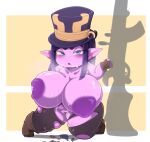  alternate_species areola big_breasts breasts caitlyn_(lol) cleavage clothed clothing female genitals gun hair hat headgear headwear holding_breast huge_breasts humanoid humanoid_pointy_ears league_of_legends nipples puffy_areola puffy_nipples purple_body purple_hair pussy ranged_weapon riot_games shinolara short_stack solo thick_thighs top_hat video_games weapon wide_hips yordle 