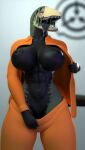  2022 3d_(artwork) abs anthro biceps big_breasts black_body black_nipples black_scales bodily_fluids breasts clothing curvy_figure dark_body dark_nipples digital_media_(artwork) drooling female green_body hair hi_res huge_breasts looking_at_viewer monster multicolored_body muscular muscular_anthro muscular_female navel nipples nude open_mouth pink_eyes reptile saliva saliva_on_tongue saliva_string scales scalie scp-682 scp_foundation sharp_teeth simple_background solo sweat sweaty_breasts teeth thick_thighs tongue tongue_out undressing voluptuous xionxiii 