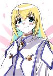  1girl blonde_hair blue_eyes blush_stickers choker closed_mouth colette_brunel dress jewelry long_hair looking_at_viewer nyantiu smile solo tales_of_(series) tales_of_symphonia wings 