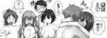  2boys ^_^ baka_to_test_to_shoukanjuu blush cry eyes_closed glasses heart himeji_mizuki hug kinoshita_hideyoshi kiss kubo_toshimitsu long_hair male male_focus monochrome multiple_boys nude o_o open_mouth ponytail ribbon shimada_minami short_hair smile tears translated trap yaoi yoshii_akihisa yoshii_akira 