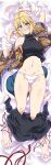  1girl arm_up arm_warmers armpit_peek ass_visible_through_thighs bangs barefoot black_shirt black_skirt blonde_hair blush body_blush breasts brown_shirt closed_mouth clothes_pull collarbone commentary dakimakura_(medium) eyebrows_visible_through_hair eyes_visible_through_hair feet floral_print full_body green_eyes highres large_breasts looking_at_viewer lying mizuhashi_parsee navel nose_blush on_back ootsuki_wataru open_clothes open_shirt panties parted_bangs pointy_ears scarf scarf_removed shiny shiny_skin shirt short_hair short_sleeves skirt skirt_pull sleeveless sleeveless_shirt solo stomach toenails toes touhou underwear white_panties white_scarf 