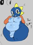  anthro balls blue_body blush blush_stickers bob_(bubble_bobble) bubble_bobble bubble_dragon flaccid foreskin genitals looking_at_viewer male moobs nipples nude overweight penis scalie slightly_chubby smile solo spikes sqoon taito thick_thighs video_games wide_hips 
