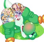  anthro april_fools bike_shorts blush bottomwear boyhowdy bulge butt clothing dinosaur hi_res jeggings leggings legwear male mario_bros nintendo presenting presenting_hindquarters reptile scalie shorts solo spats video_games yoshi yoshi_(character) 