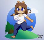  :3 animal_crossing animated anthro big_breasts bottomwear breasts butterfly_net canid canine canis cleavage clothed clothing denim denim_clothing domestic_dog featureless_hands female huge_breasts jeans june_(jinu) loop mammal nintendo pants shadowthespirit shirt short_playtime smile solo topwear video_games walking 