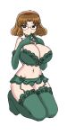  absurdres breasts brown_hair choker come_hither copyright_request curly_hair deculture glasses green_eyes hairband highres hououji_fuu huge_breasts lingerie magic_knight_rayearth navel second-party_source seiza short_hair simple_background sitting smile steepled_fingers underwear 