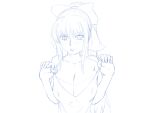  1girl blush bow breasts cleavage commentary covered_nipples hair_bow highres large_breasts long_hair looking_at_viewer monochrome noihara_himari omamori_himari ponytail sketch solo very_long_hair zehturtle 