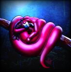  absurd_res anthro blue_nose bovid bovine branch cattle coiling female hi_res highlights_(coloring) jungle light mammal moonlight night ophiotaurus pink_highlights red_body red_scales reptile scales scalie sleeping snake solo vampirsttg white_body 