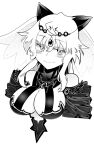 1girl animal_ears blush breasts cat_ears cleavage colored_eyelashes cowlick curly_hair eyebrows_visible_through_hair fake_animal_ears gem hair_between_eyes highres isabeau_de_baviere jewelry large_breasts long_hair magia_record:_mahou_shoujo_madoka_magica_gaiden magical_girl mahou_shoujo_madoka_magica mahou_shoujo_tart_magica messy_hair necklace official_alternate_costume queen sidelocks smile solo sonohi210 tall_female upper_body veil wavy_hair 