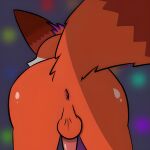  anthro anus backsack balls bent_over bottomless brown_body brown_fur butt canid canine clothed clothing fox foxito_(foxops) fur genitals hair hi_res humanoid_genitalia humanoid_penis imminent_sex male mammal multicolored_body multicolored_fur opsrenard orange_body orange_fur penis pink_penis presenting purple_hair raised_tail simple_background solo solo_focus thick_thighs tuft white_body white_fur wide_hips 